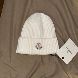 NWT Moncler Beanie Hat white One Size